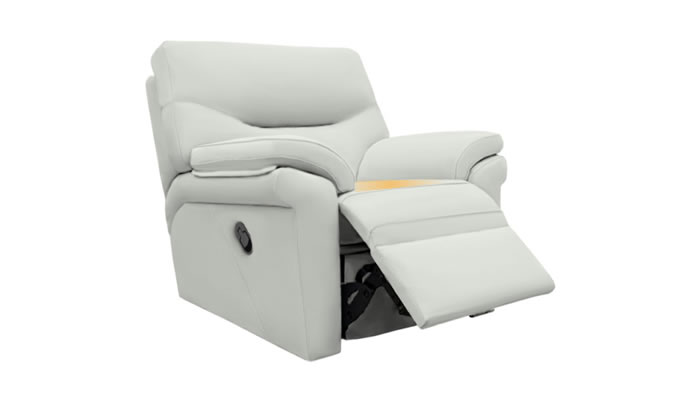 G Plan Seattle Heated Leather Manual Recliner Oxford Chalk